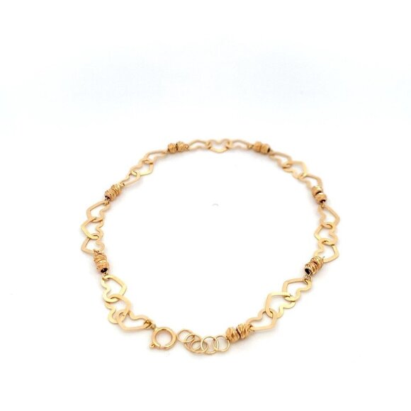 18K Yellow Gold Bracelet Heart Beads 2.46 grams 7.5 inches - Picture 8 of 12